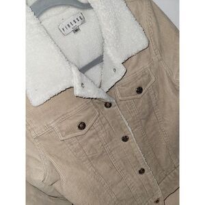 Finesse Corduroy Sherpa Beige Snap Short Jacket Size Medium 90s Y2k‎ Retro
